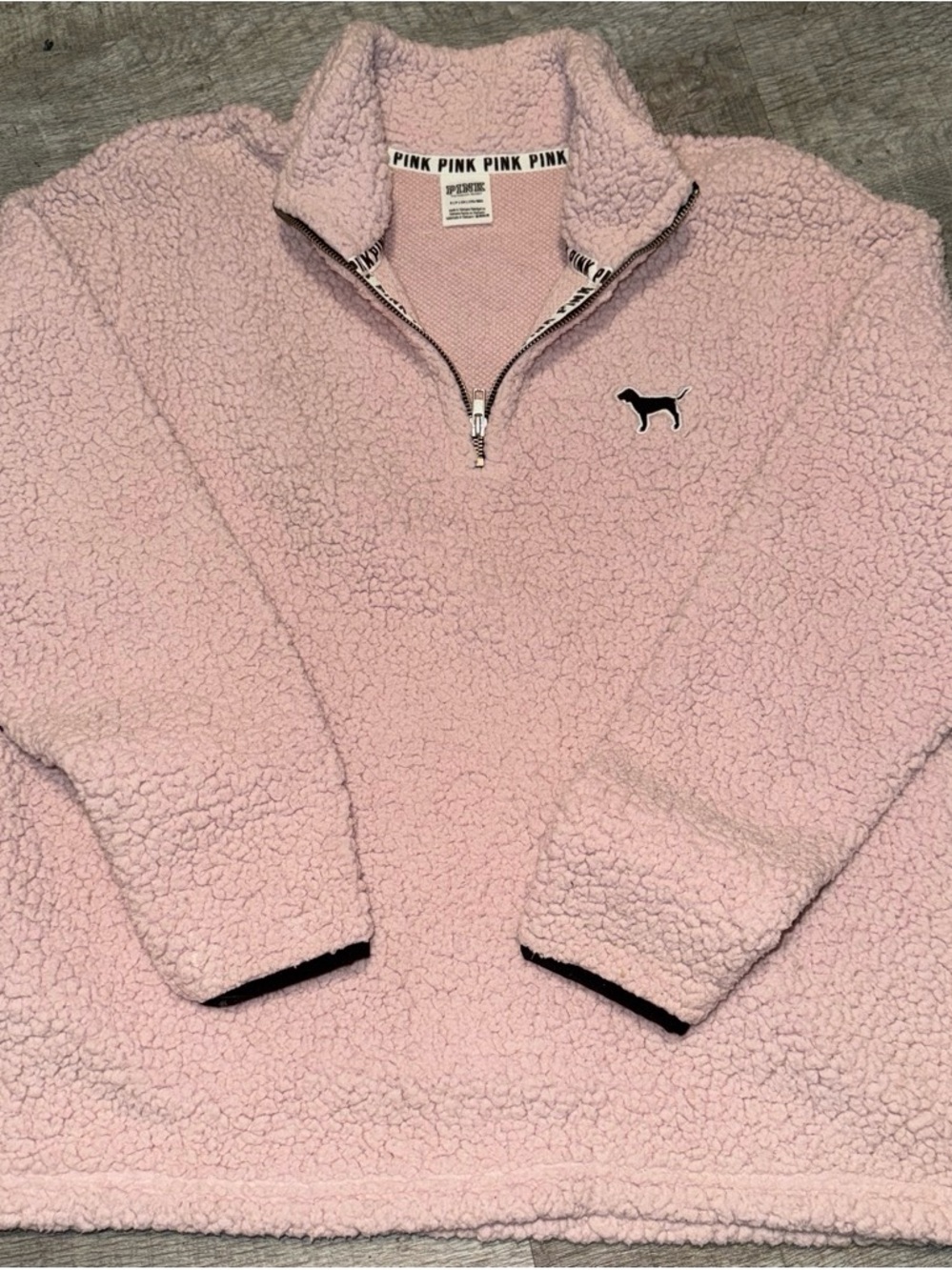 PINK Victoria's Secret Light Pink Sherpa Quarter-Zip Pullover